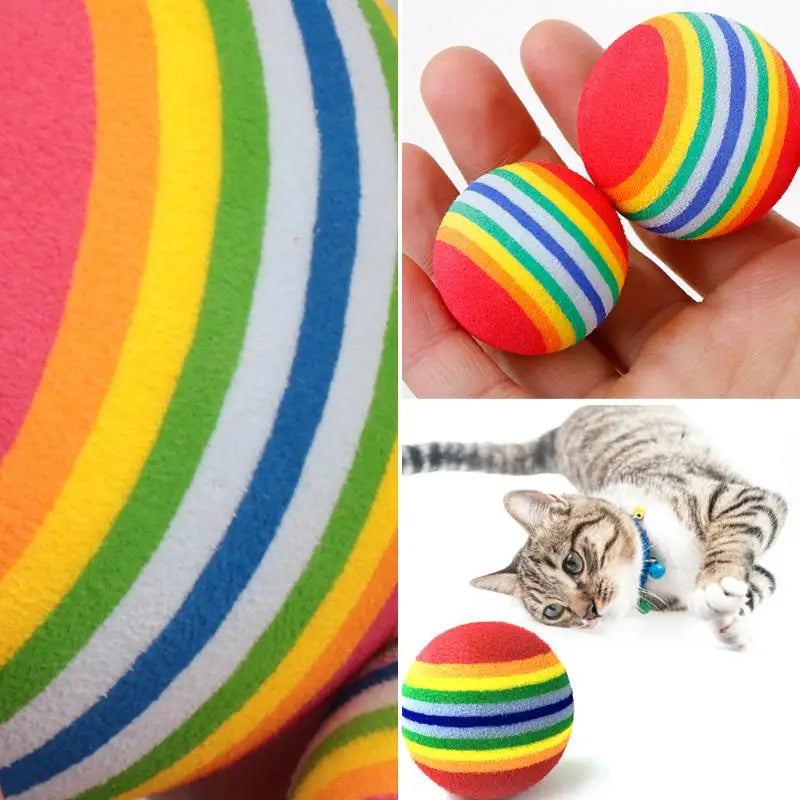 Colorful Cat Toy Interactive Ball Toys For Cats Play Chewing Rattle Scratch Foam Ball Training Cat Scratcher Cat Accessories
