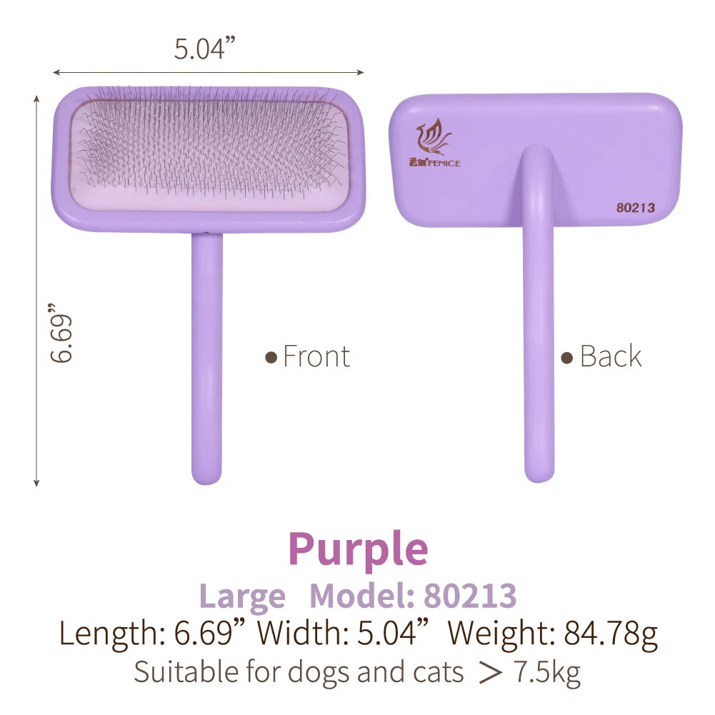 Fenice Pet Grooming Steel Shedding Long Comb Slicker Brush Removing floating hair Mats, Tangles and Loose Hair, dog accessories