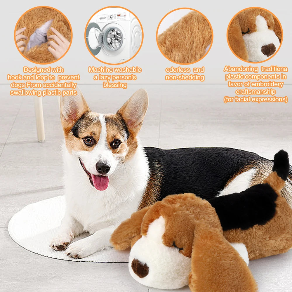 Puppy toys with heartbeat dog toys, pet separation stress soft plush relief and calming sleep partner behavior aid toys