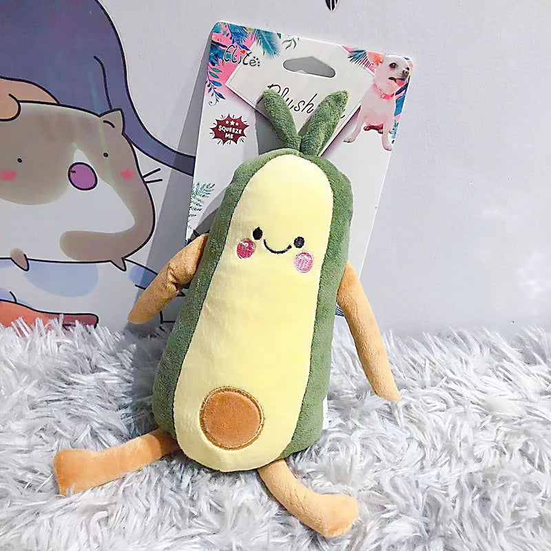 Pet Toys Sound Plush Toys Cute Plants Avocado Series Pet Molars Interactive Toys Cat and Dog Toys Bite Resistant