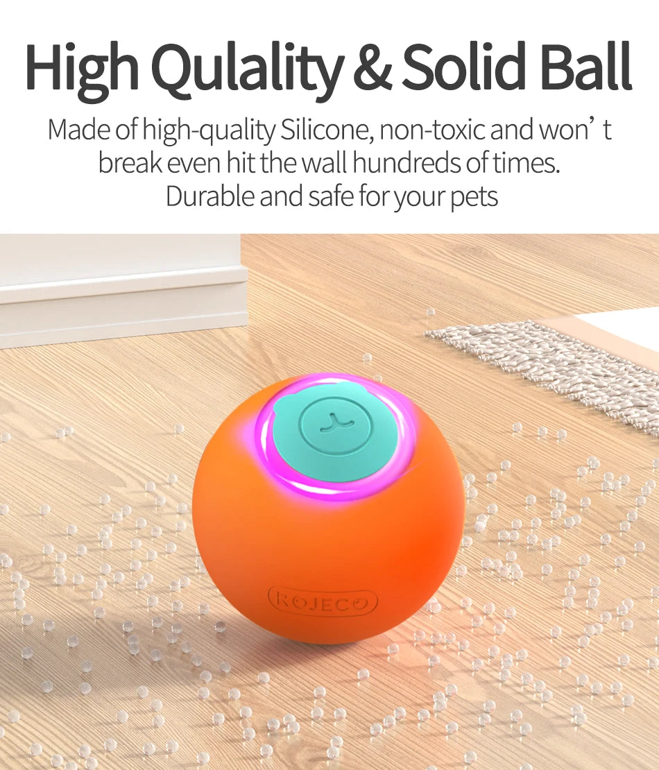 ROJECO Smart Interactive Cat Bouncing Ball Active Rolling Ball For Dog Rechargeable Automatic Rotating Moving Balls For Cat Game
