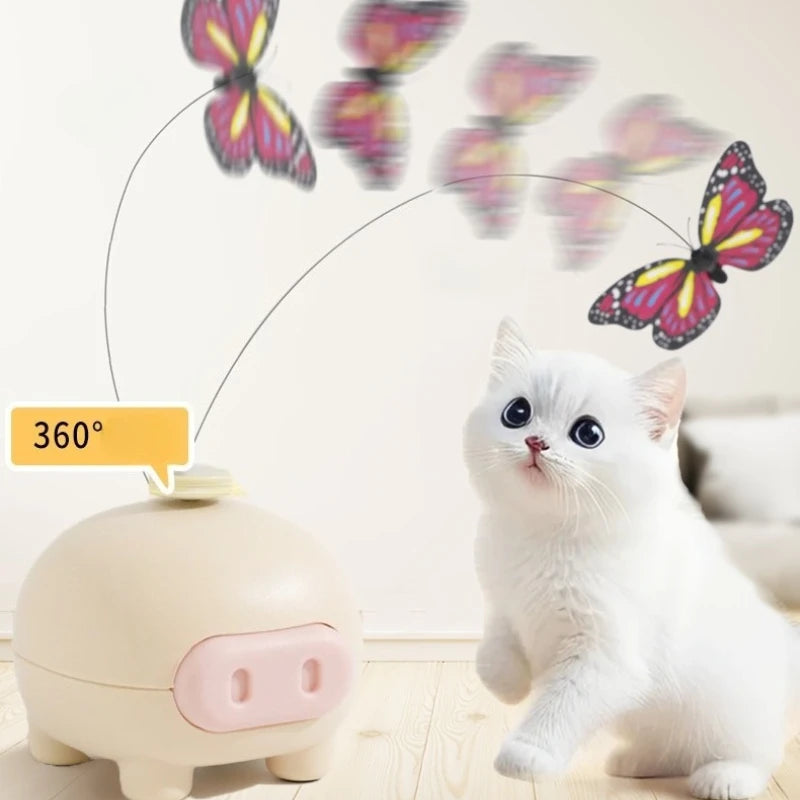 Cat Teaser Toy Interactive Automatic Rolling Ball Cats Toy Butterfly Tail Smart Pet Electric Kitten Toy Cat Accessories