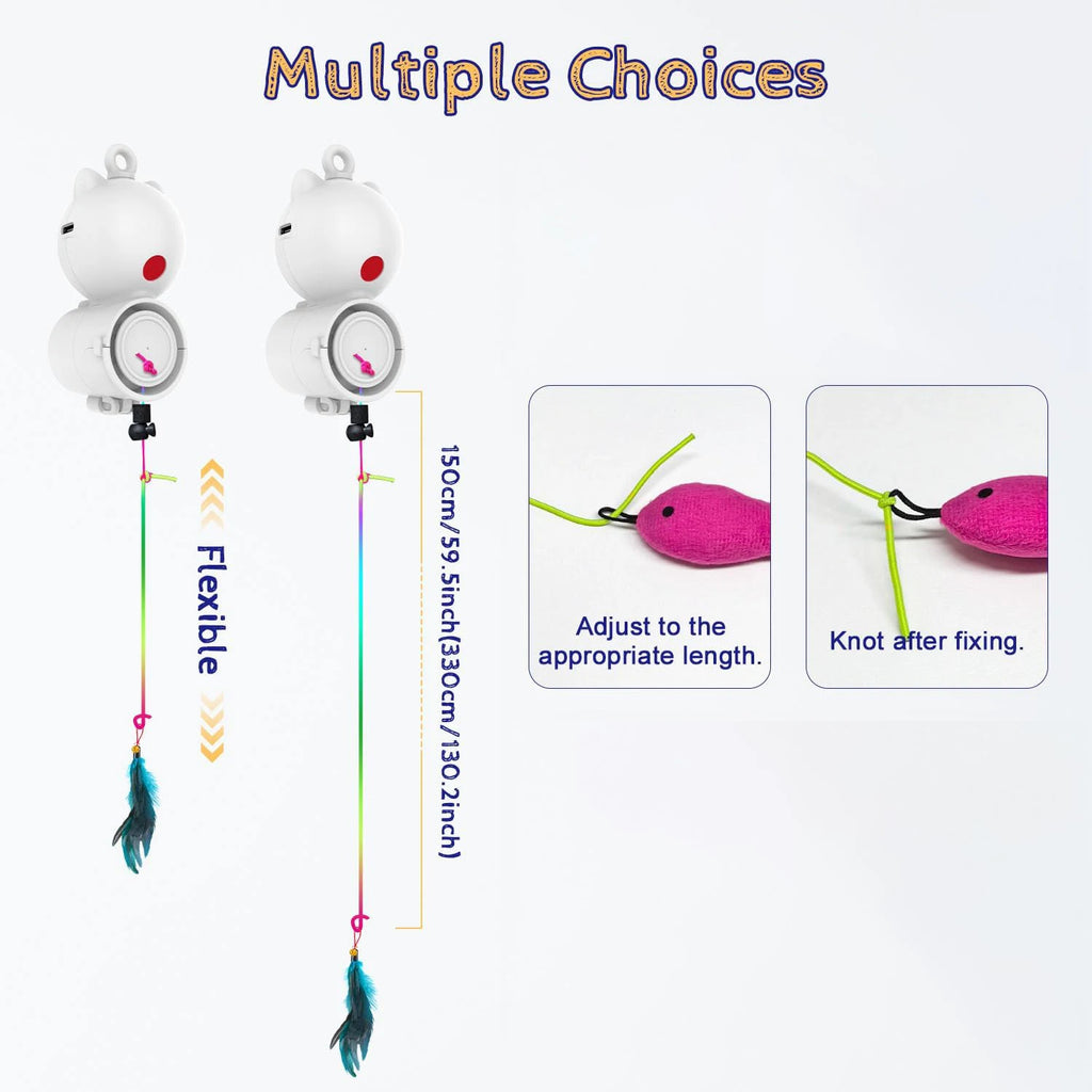 Automatic Feather Cat Toys Interactive Laser Cat Toys for Indoor Cats Random Trajectory Motion Activated Hanging Door Kitten Toy