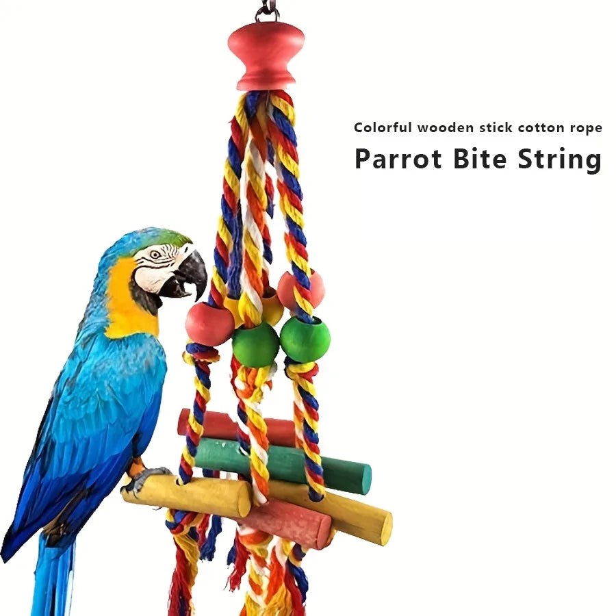 Wood Parrot Bird Toys Training African Grey Parrot Cage Accessories Birds Toy for Parrot Swing Equipment for Bird Foraging Toys