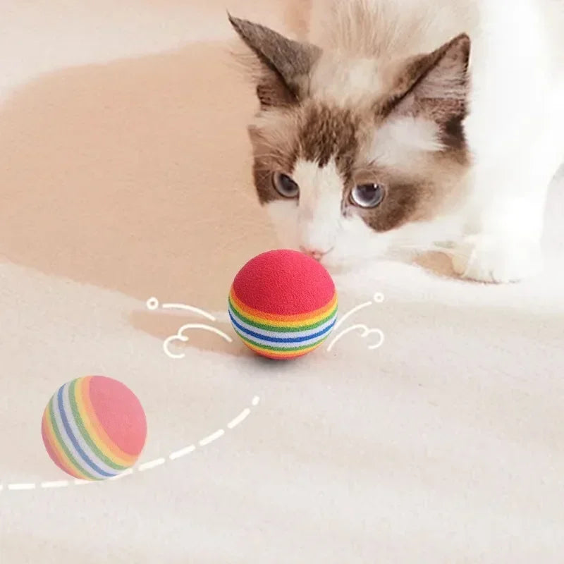 100/10PCS Pet Toy Balls Interactive Rainbow EVA Balls Cat Dog Training Toys Soft Automatic Jumping Balls Pet Playing Supplies