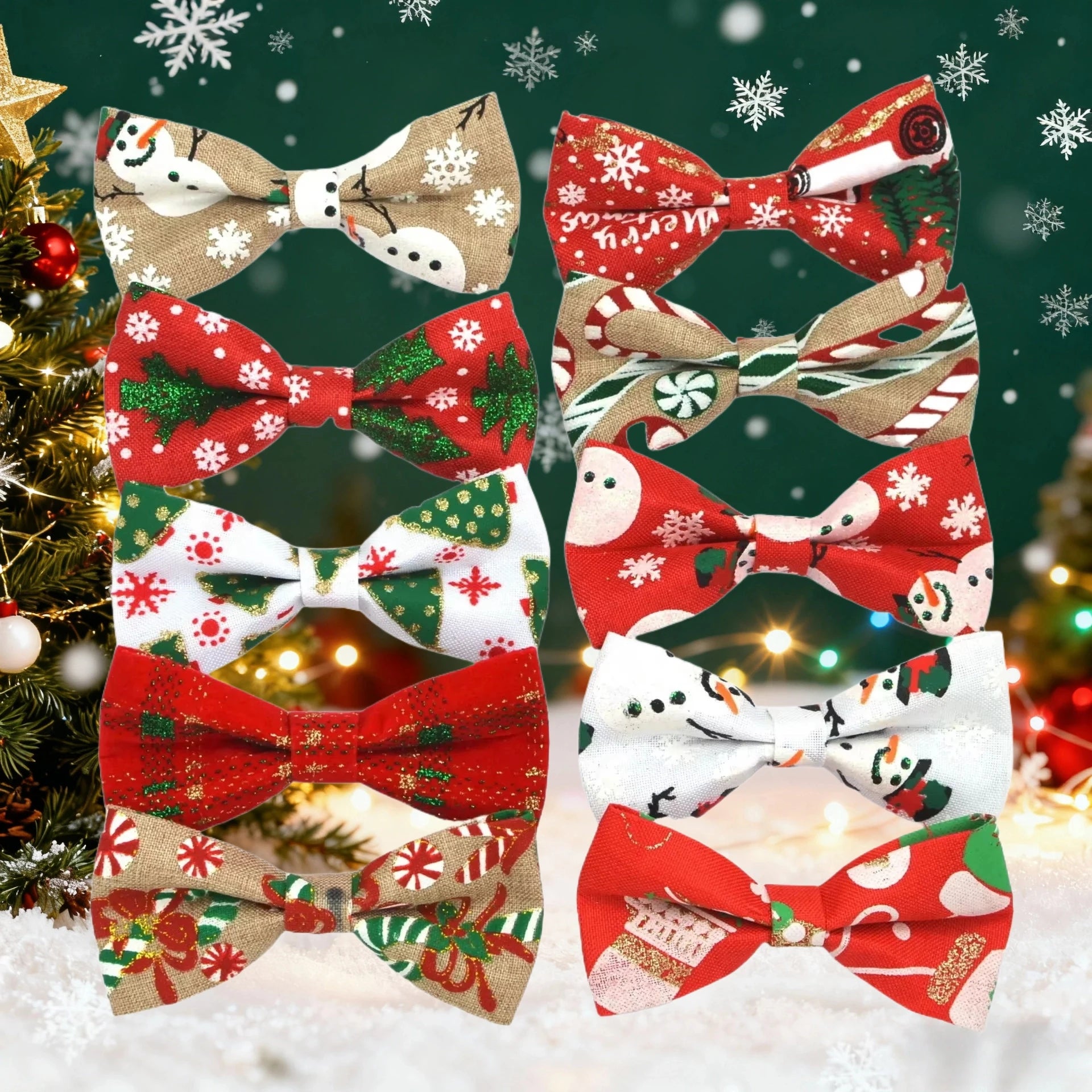 50pcs/lot Christmas Pet Bow Kitten Puppy Collar Flower Wearable Xmas Bow Ties for Dogs Cat Accessories