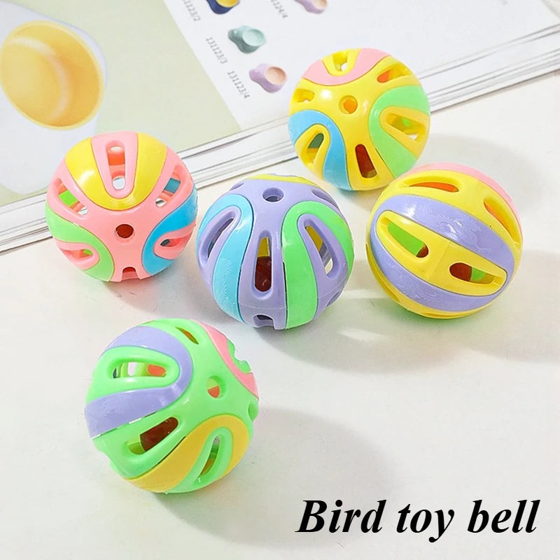 Bird Toys Colorful Splicing Bell Ball Large Birds Toys Pet Toy Pet Supplies Random Colors Bird Accessories juguetes para pájaros