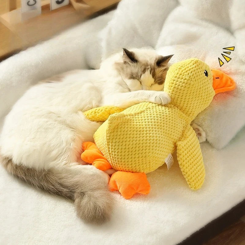 Plush Companion Sleeping Duck Dog Toys for Small Large Dogs Bite Resistant Teeth Grinding Sound Relief Duck Sound Toy 2025 New