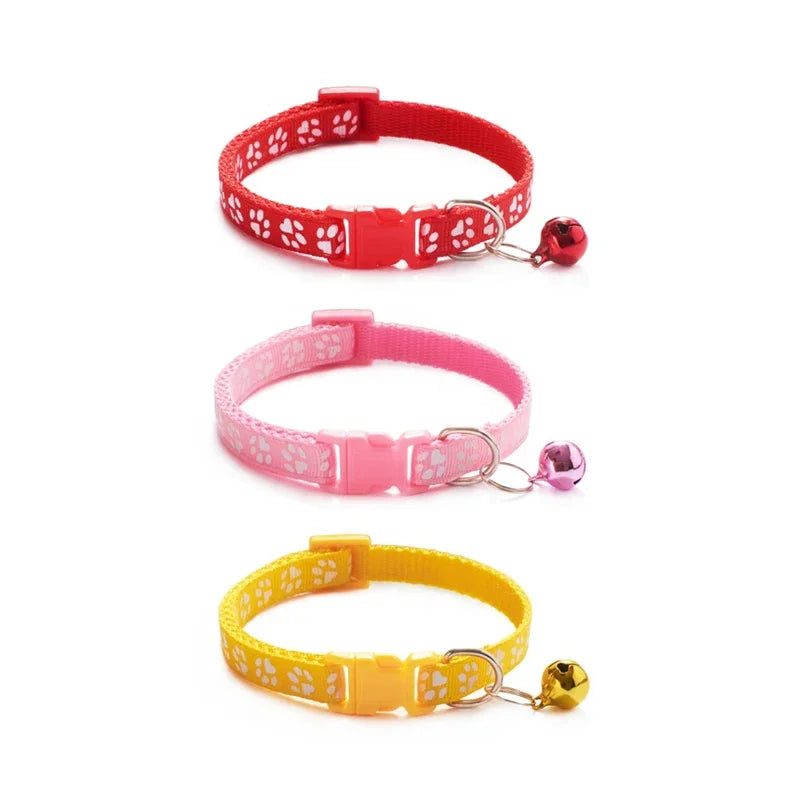 1/3/6/12/18Pcs Pet Collar With Bell Footprints Colorful Dog, Dog, Cat Accessories Cat Collar Adjustable Bell Ring Necklace Pet