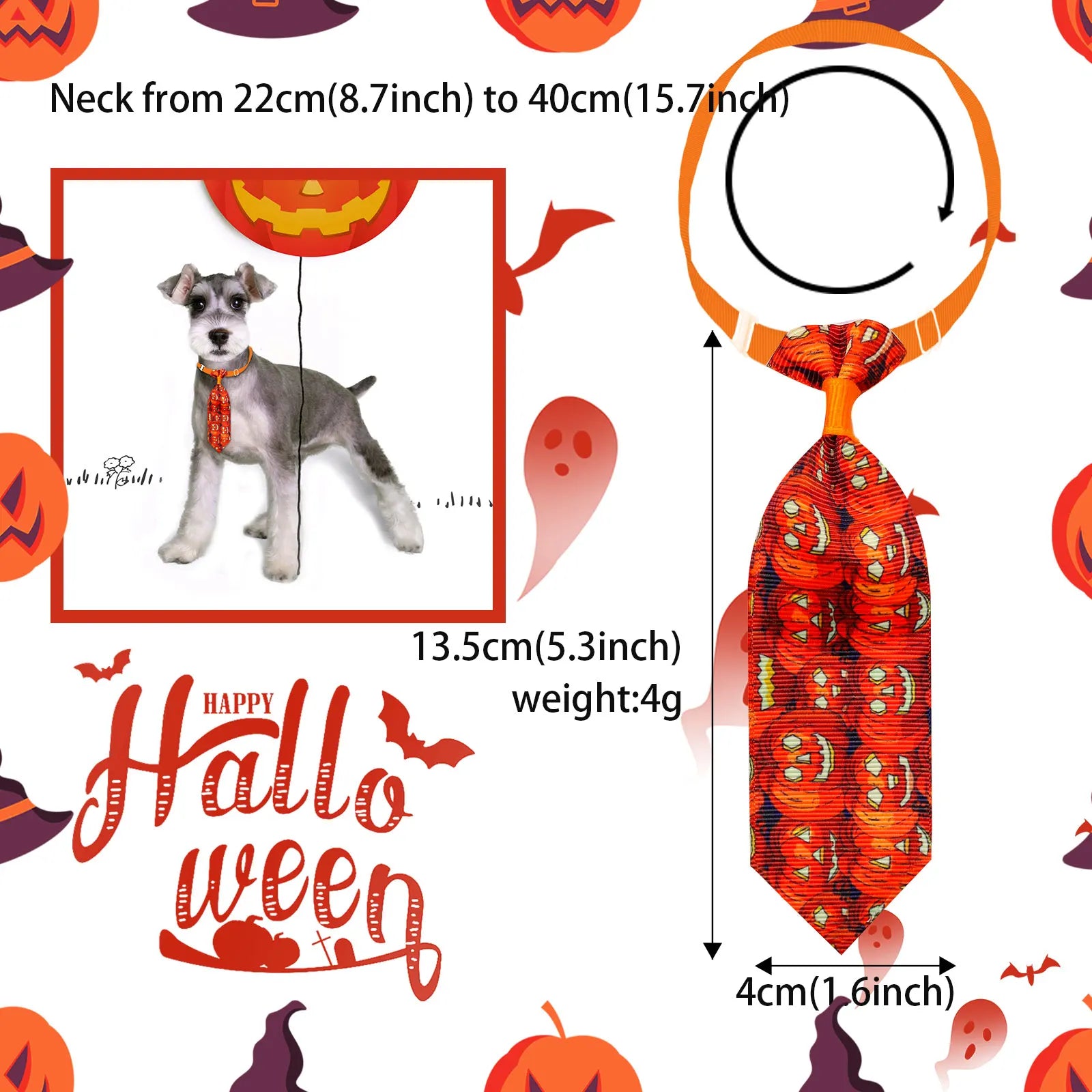 20PCS Pumpkin Print Adjustable Dog Bow Ties Collars Halloween Dog Accessories Puppy Neckties For Dogs and Cats Supplies Bulk