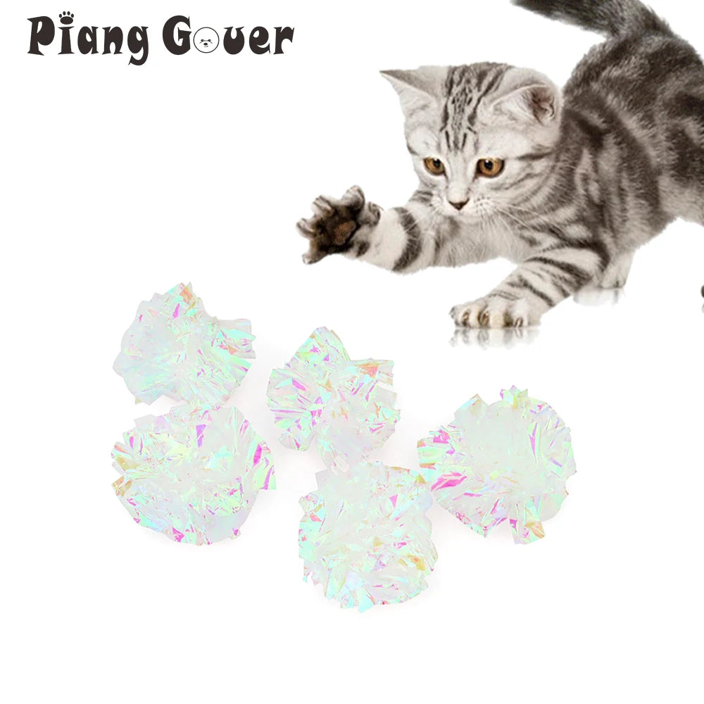 10pcs Pet Interactive Sound Balls Cat Toys Mylar Crinkle Ball Cat Toy