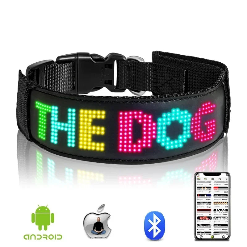 2025 Pet Dog Collar LED Night Safety Multilingual Flashing Glow In The Dark Leash Luminous Adjustable dog accessories collar Usb