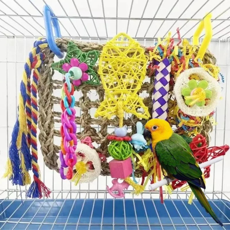 Bird Toys Parakeet Toys Bird Foraging Toys Grass Mat Climbing Wall For Parakeet,Parrot,Cockatiel,Conure Lovebird cages à oiseaux