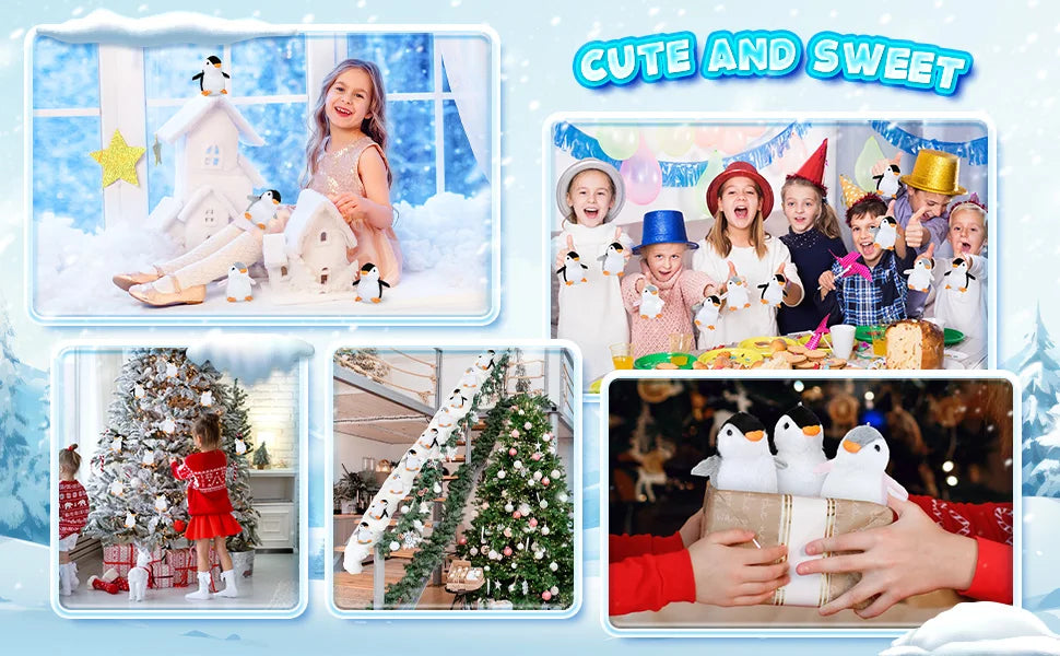 9-96Pcs Mini Stuffed Animal Penguin Plush Hanging Penguin Toys Small Penguin Keychain Valentine Stocking Stuffs Birthday Gifts