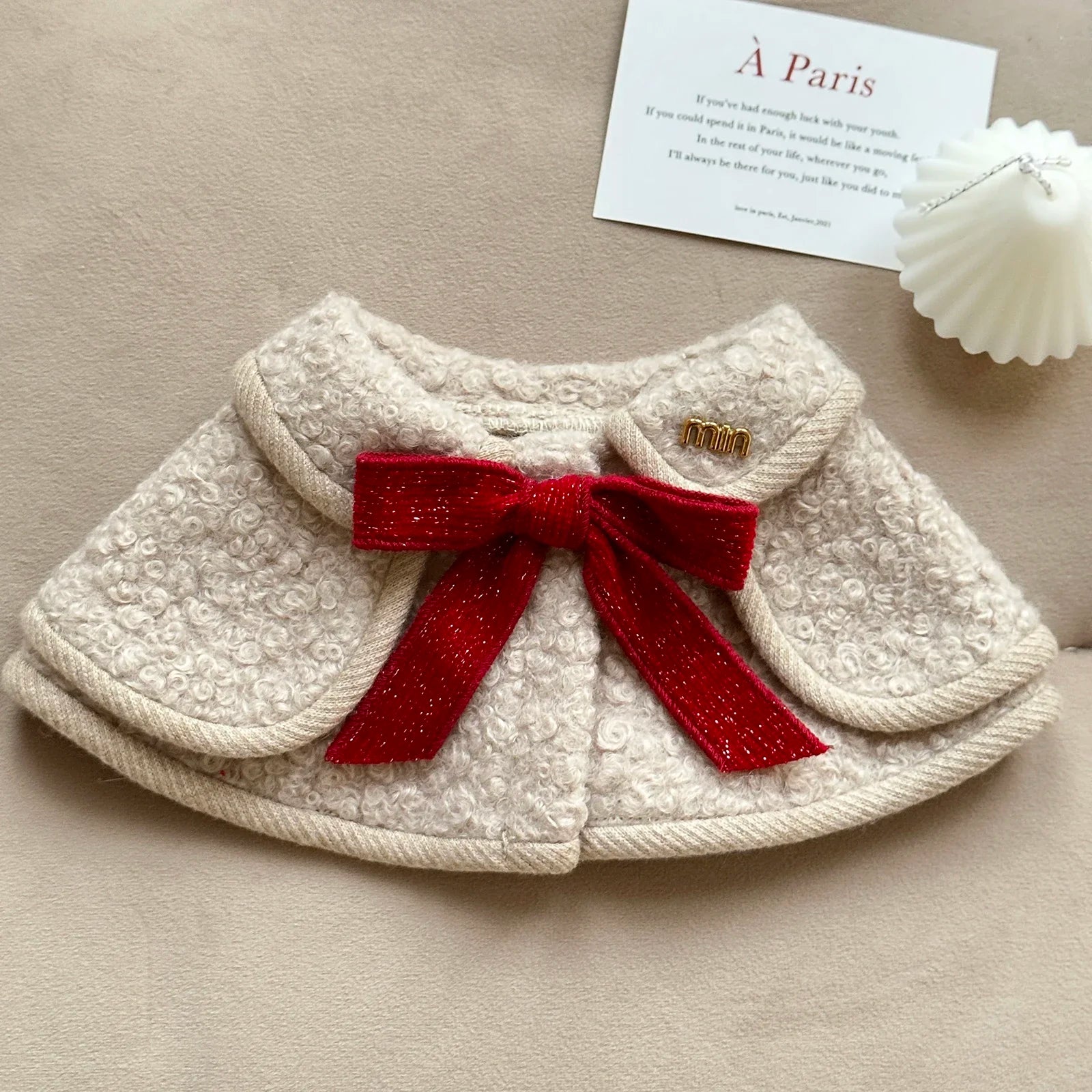 Princess Please for Christmas! Pet Bow Tie Cloak Collar Medium Dog Drool Towel Fall & Winter Dog Accessories
