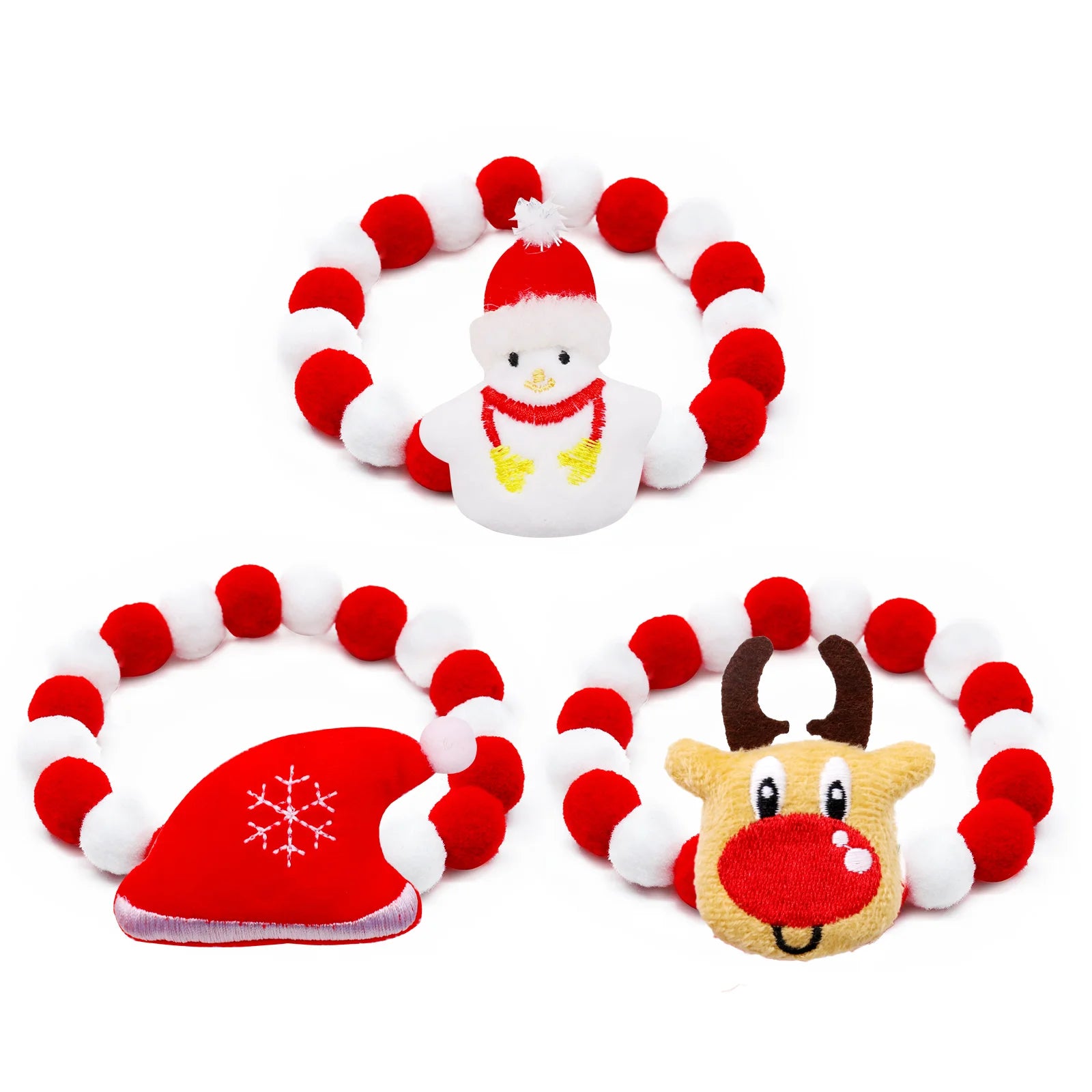 1PC Christmas Decorate Pet Bowtie Dog Deer Hair Ball Pet Puppy Adjustable Snowman Necktie Collar for Small Large Dog Accessories