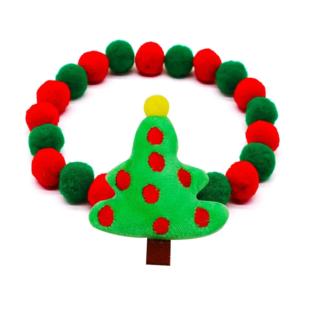 1PC Christmas Decorate Pet Bowtie Dog Deer Hair Ball Pet Puppy Adjustable Snowman Necktie Collar for Small Large Dog Accessories