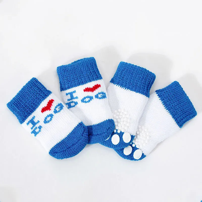 Cute Puppy Dog Knit Socks Autumn Winter Pet Socks Anti-Slip Knitted Small Dogs Shoes Warm Paw Protector Dog Accessories
