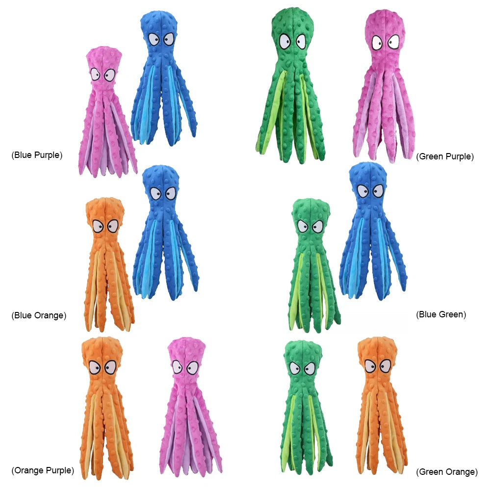 2Pcs Pet Plush Toy Octopus Dog Interactive Toy Indestructible Bite Resistant Sound Puppy squeaky Octopu Dogs Rattle Toys Supplie