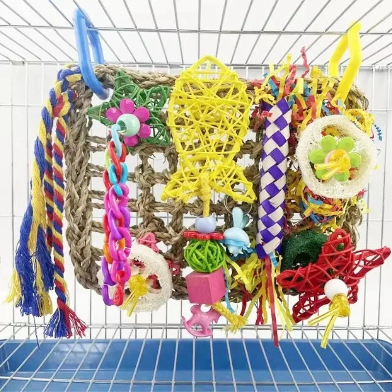 Bird Toys Parakeet Toys Bird Foraging Toys Grass Mat Climbing Wall For Parakeet,Parrot,Cockatiel,Conure Lovebird cages à oiseaux