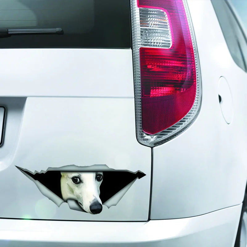 Creative Car Sticker White Whippet 3D Pet Dog Accessories Vinyl Car Styling Cover Scratches