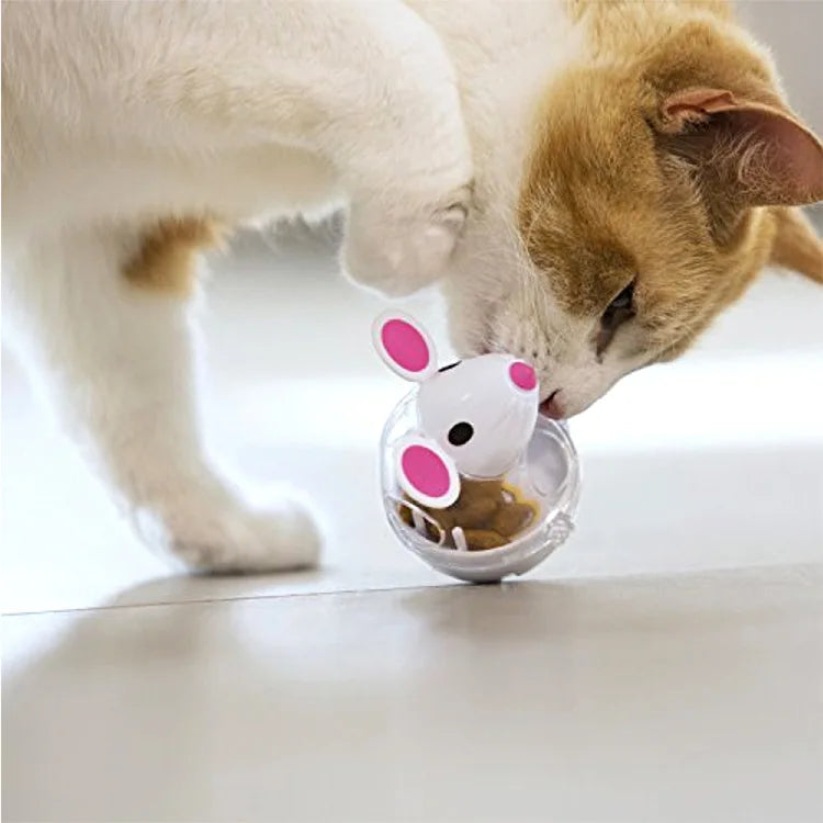 Cat Food Leakage Toys Interactive Food Funnel Plastic Cat Food Dispenser Mouse Ball Shape Tumbler Puzzle Training  Pet Supplies