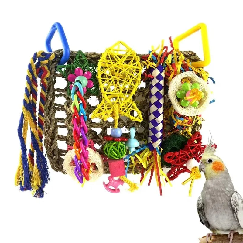 Bird Toys Parakeet Toys Bird Foraging Toys Grass Mat Climbing Wall For Parakeet,Parrot,Cockatiel,Conure Lovebird cages à oiseaux