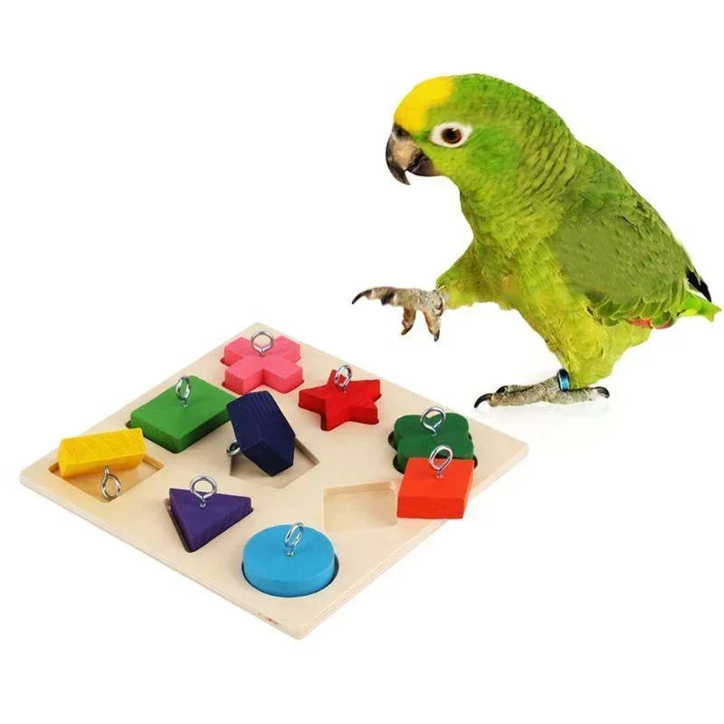 Bird Toys Parrot Educational Toys Parrot Interactive Training Toys Wooden Block Birds Puzzle Toy Bird Supplies