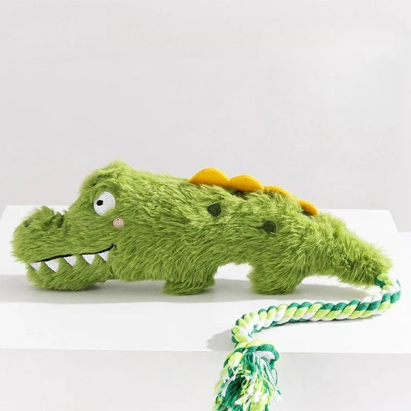 Plush Squeaky Dog Toys Human Pet Interactive Tug of War Knot Bite-resistant Pet Toys Outdoor Funny Crazy Zoo Plush Sound Toys