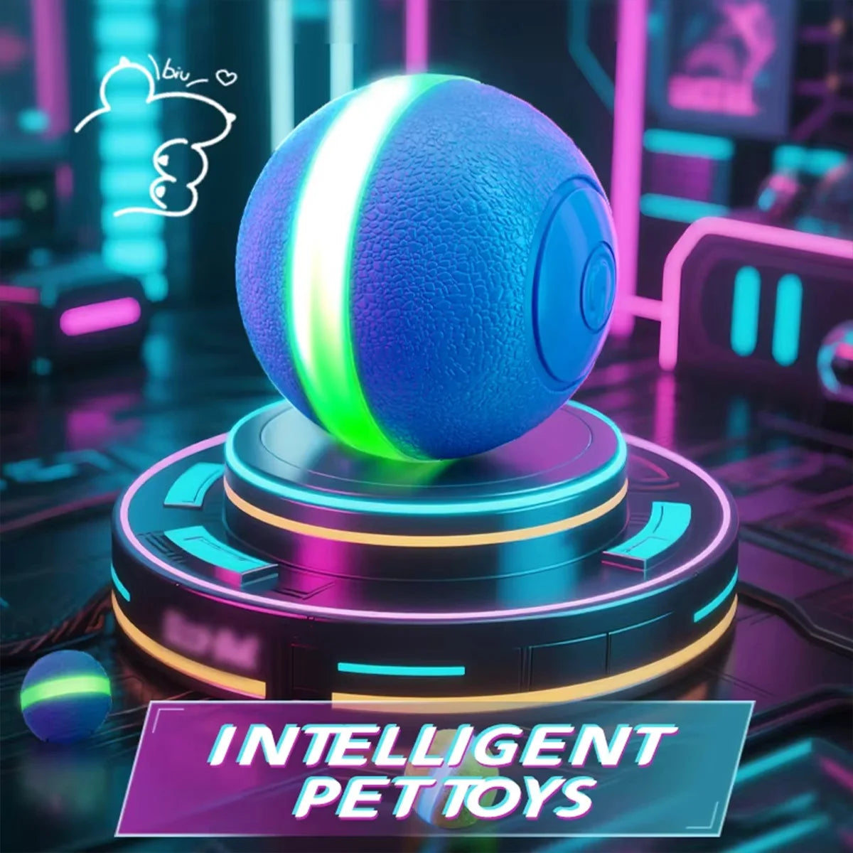 Interactive Smart Ball Cat Toys for Entertainment and Training Electronic Automatic Rolling Ball with LED Light Pet Toys for Cat