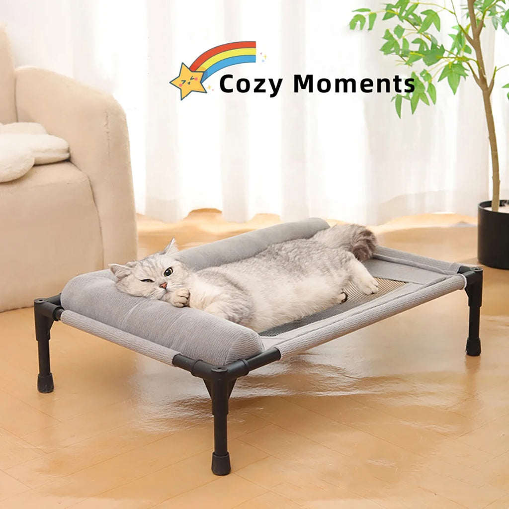 Portable Cooling Cat Bed with Slope Headrest Washable Pet Bed fit Medium Cats & Dogs Durable Breathable Camp Bed Cat Accessories