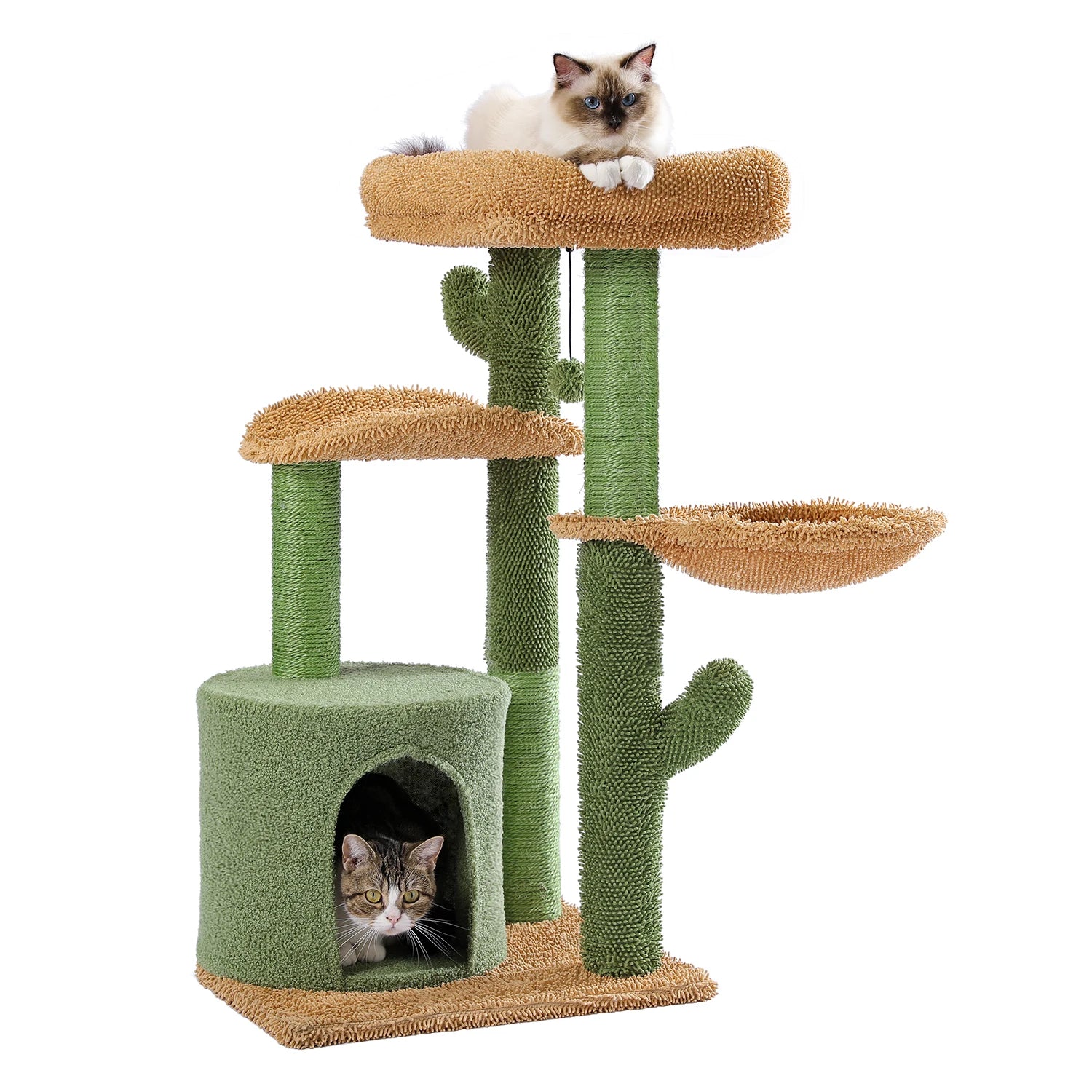 Cactus Cat Tree Small Cat Tower with Spacious Condo,Cozy Hammock,Dangling Ball,Scratching Post Cat Accessories for Indoor Cats
