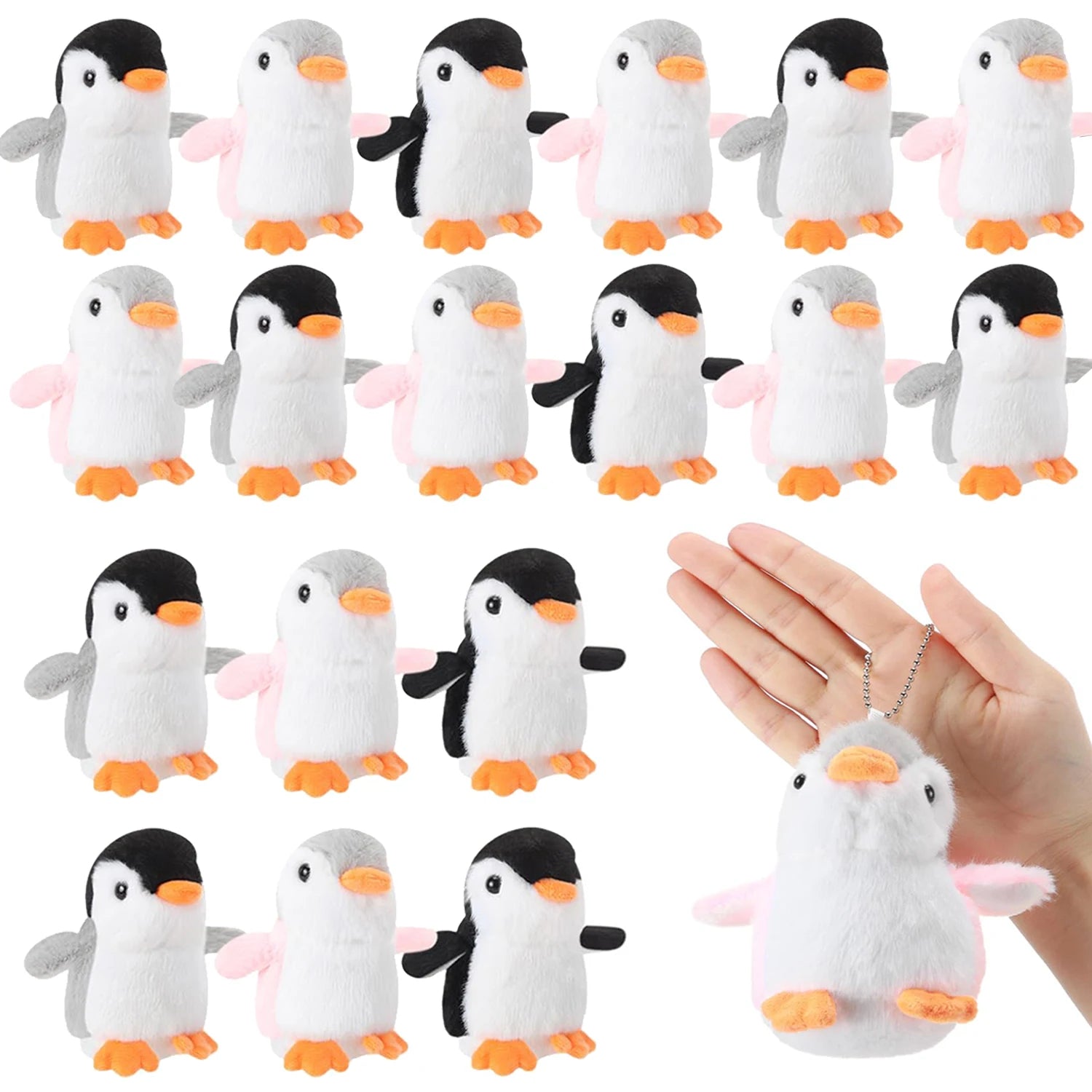 9-96Pcs Mini Stuffed Animal Penguin Plush Hanging Penguin Toys Small Penguin Keychain Valentine Stocking Stuffs Birthday Gifts