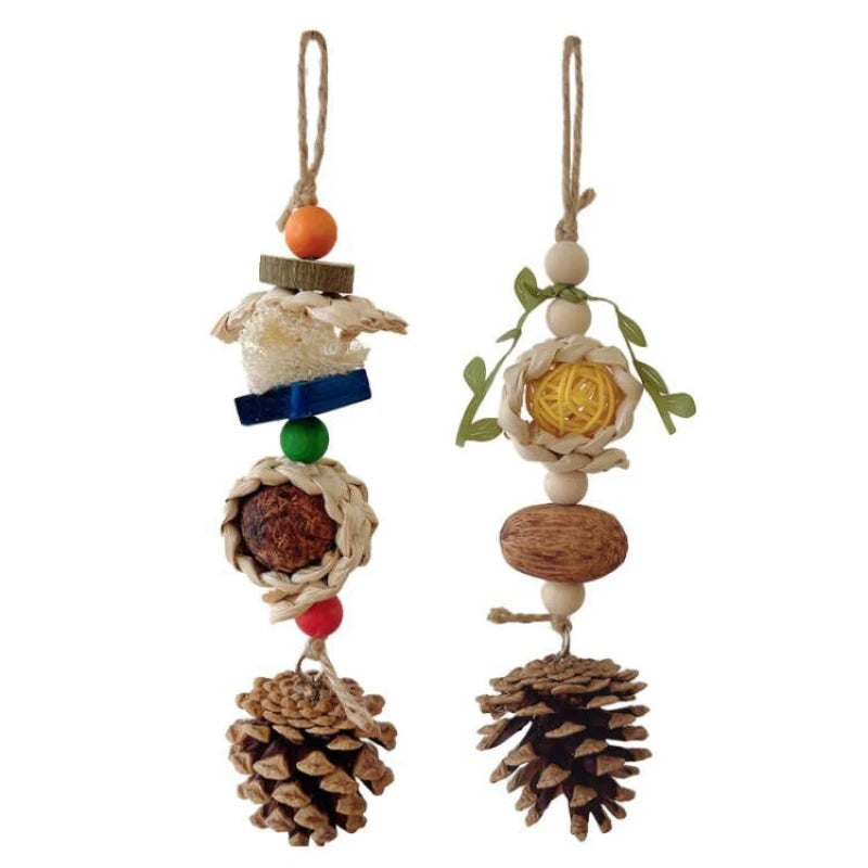 Bird Chewing Toy Funny Cotton Rope Pinecone Parrot Toys Bite Resistant Bird Tearing Toy Cockatiels Training Cage Toys For Pets