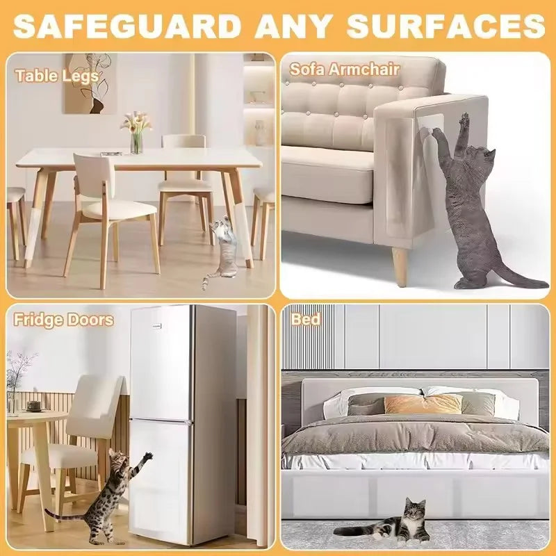 Anti Cat Scratch Furniture Protector Self-Adhesive Peelable Cat Training Protectors PVC Transparent Tape for Couch Sofa Sticker