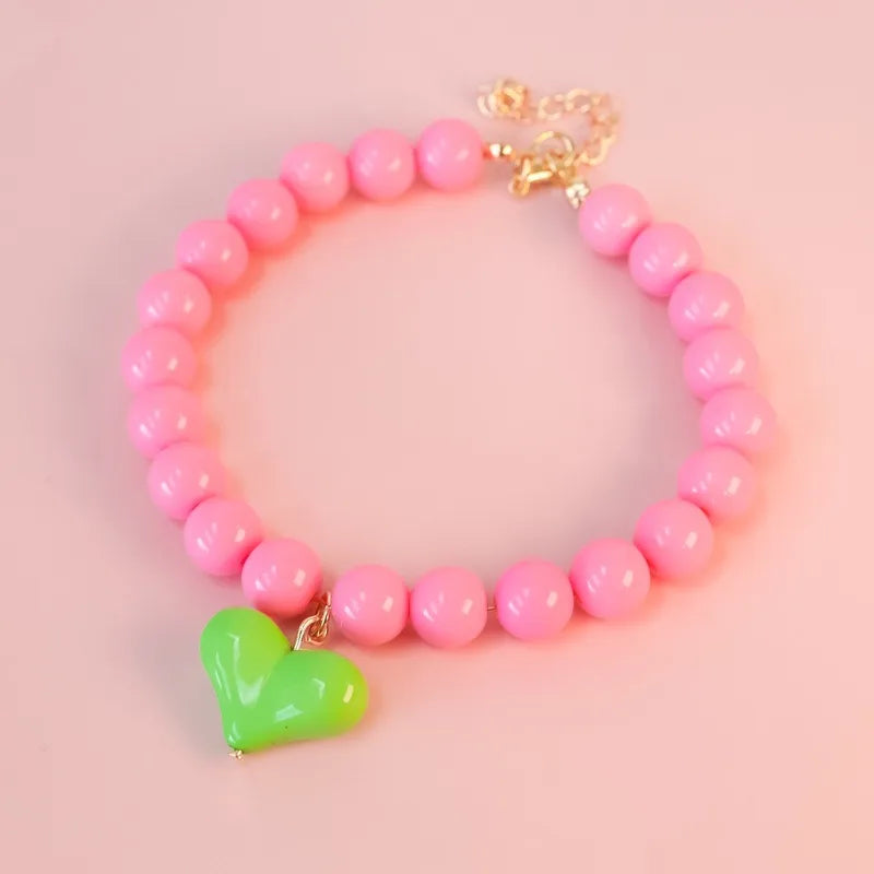 Party Dog Accessories Custom Pet Supplies Pinkycolor Plastic Cat Neck Collar Pearl Dog Necklace Small Dog Bib Size Animal Choker