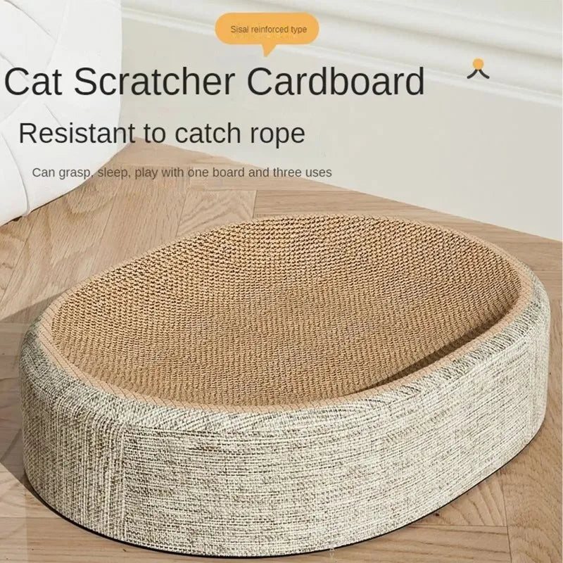 2in1 Cat Scratching Board Protect Furniture Grinding Claw Toys Oval Corrugated Paper Wear-resistant Cat Nest Cat Accessories