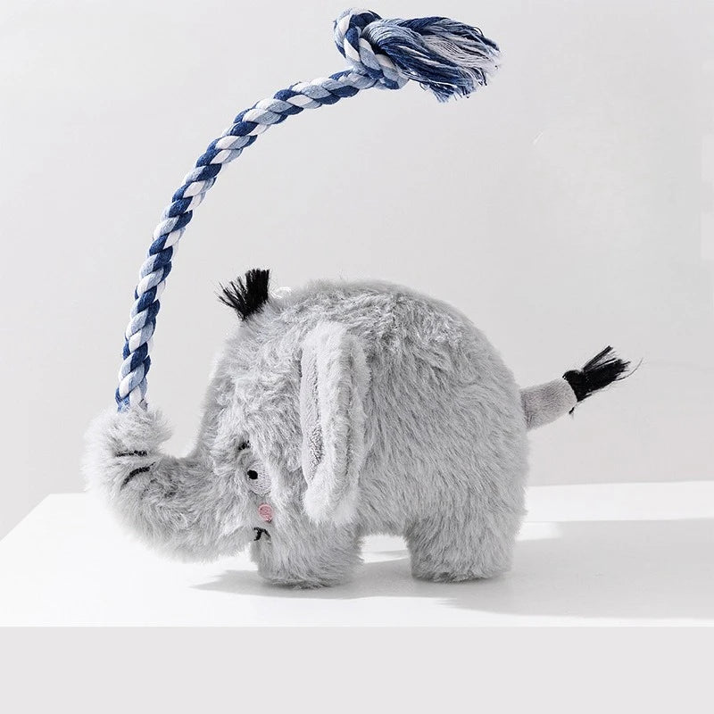 Plush Squeaky Dog Toys Human Pet Interactive Tug of War Knot Bite-resistant Pet Toys Outdoor Funny Crazy Zoo Plush Sound Toys