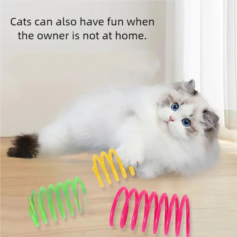 4/200Pcs Cat Spring Toy Cat Spiral Toys Interactive for Indoor Colorful Cats Plastic Springs Coil for Kitten Hunting Swatting