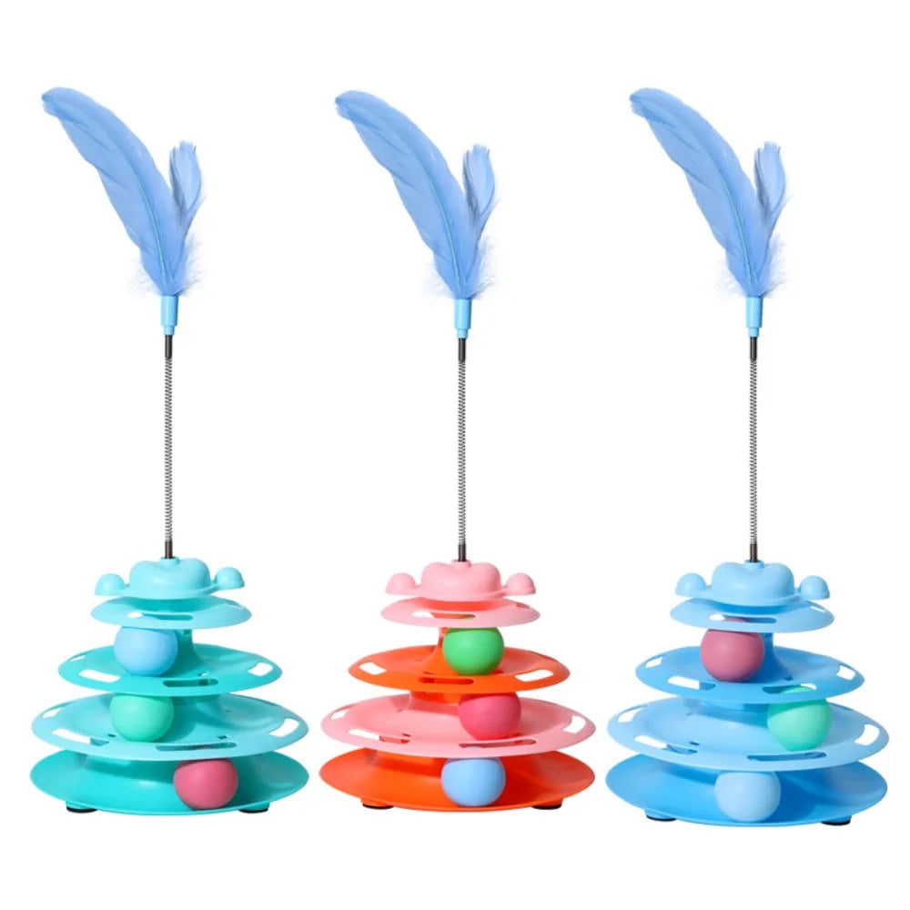 New Interactive Cat Toys Rotatable Intelligence Training Pet Cat Turntable Balls Feather Cat Amusement Plate Pet Supplies