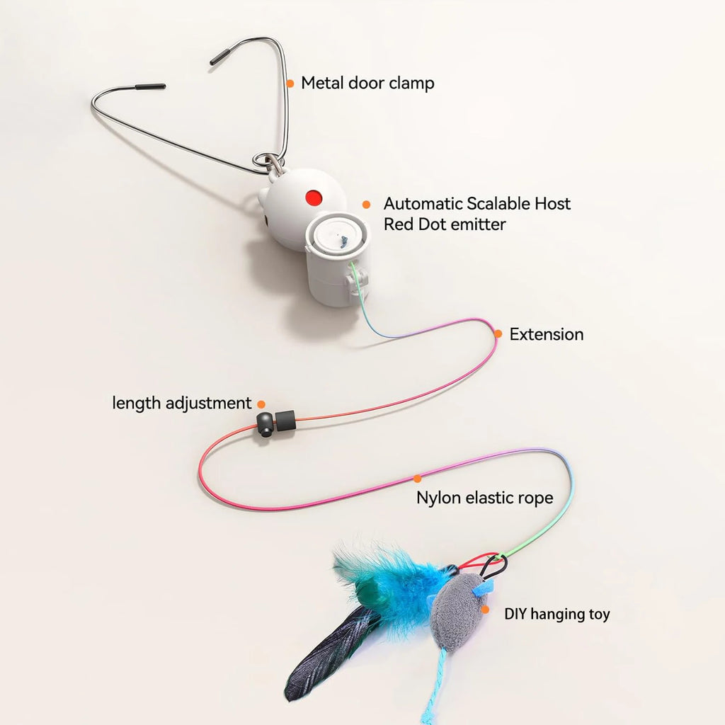 Automatic Feather Cat Toys Interactive Laser Cat Toys for Indoor Cats Random Trajectory Motion Activated Hanging Door Kitten Toy