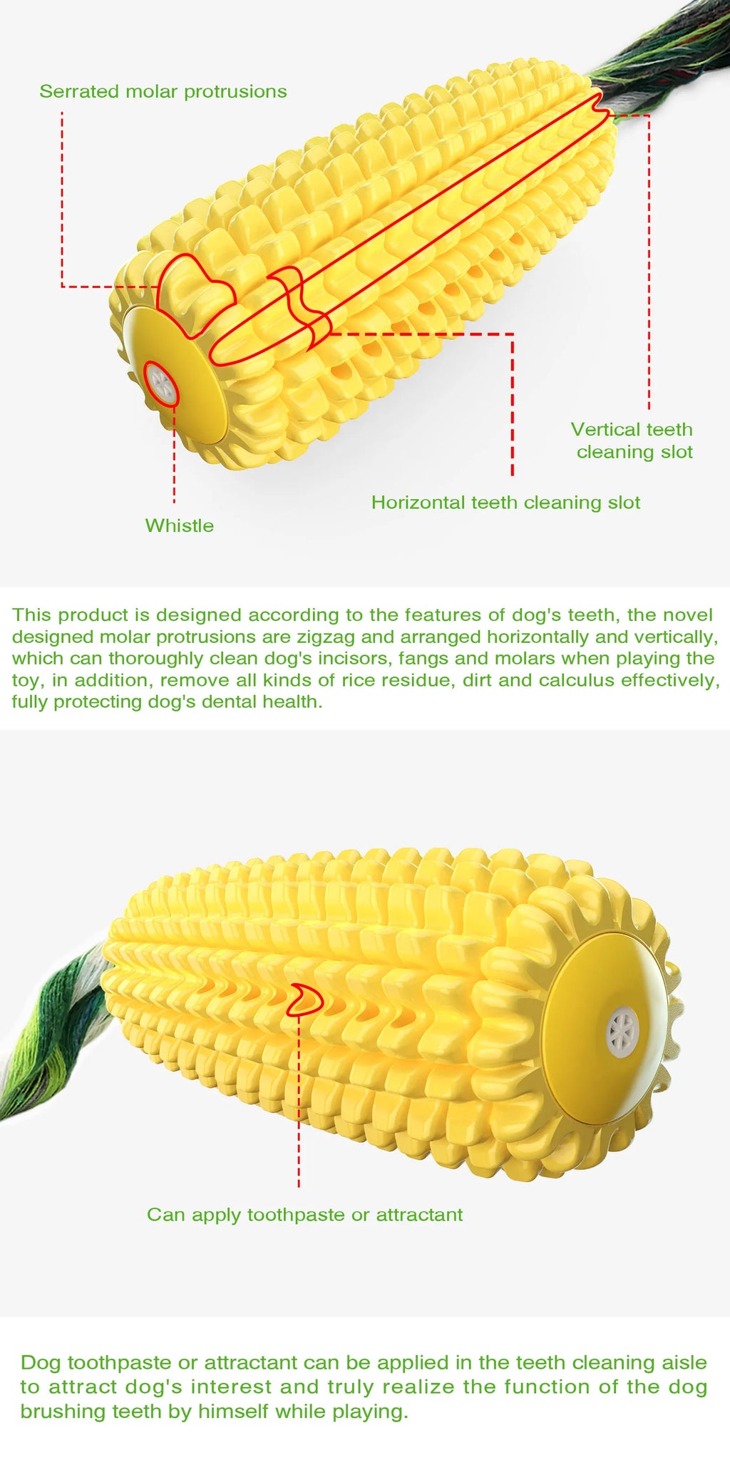 Squeak Corn Chawing Pet Toy Indestructible Toothbrush Dog Toys For Aggressive Chewers Soft Big dog Plaything with Sound