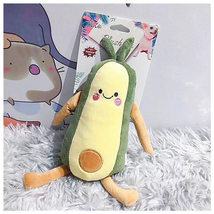 Pet Toys Sound Plush Toys Cute Plants Avocado Series Pet Molars Interactive Toys Cat and Dog Toys Bite Resistant