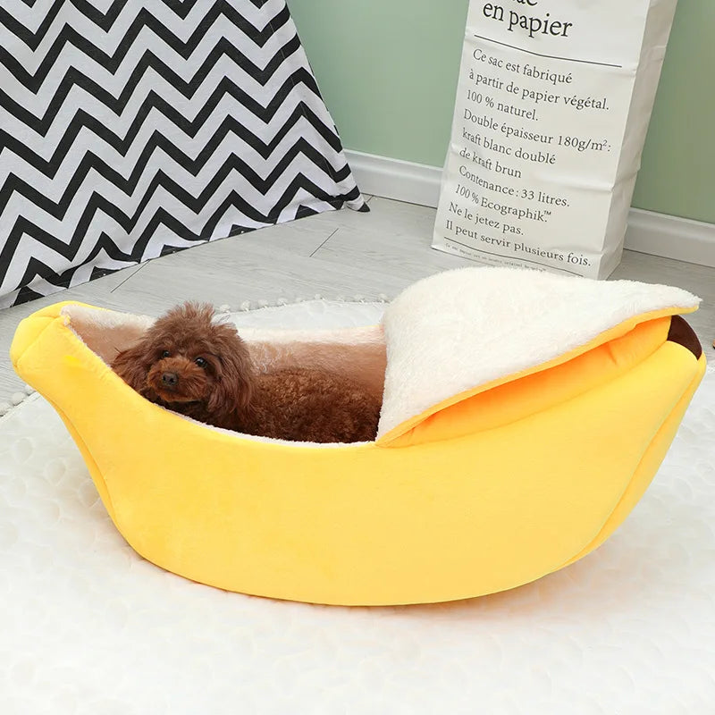 Banana Shaped Pet Bedding Comfortable Cat Nest Mat Winter Cushion Warm Soft Funny Kitten Sleeping Bag Cute Cozy Dog Accessories