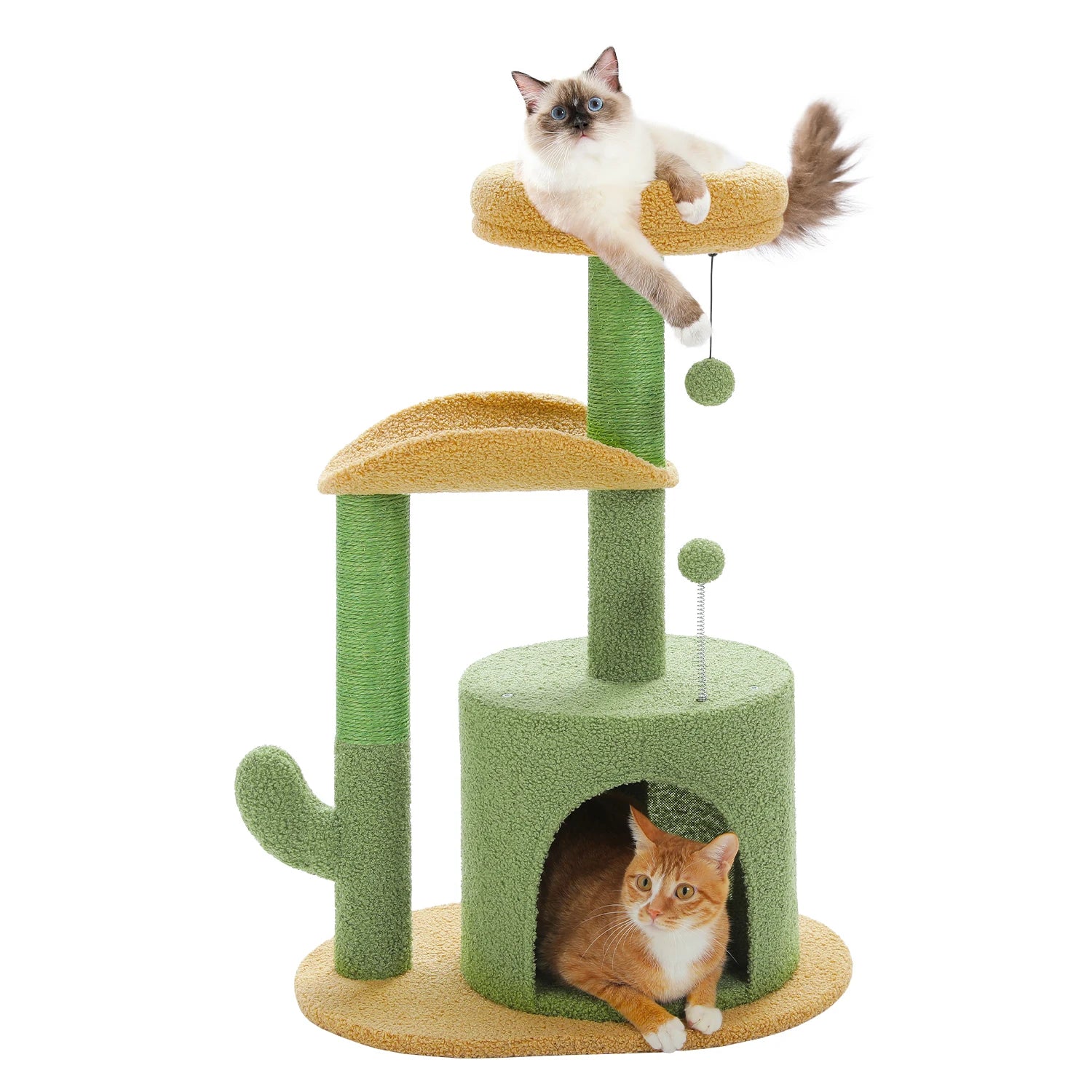Cactus Cat Tree Small Cat Tower with Spacious Condo,Cozy Hammock,Dangling Ball,Scratching Post Cat Accessories for Indoor Cats
