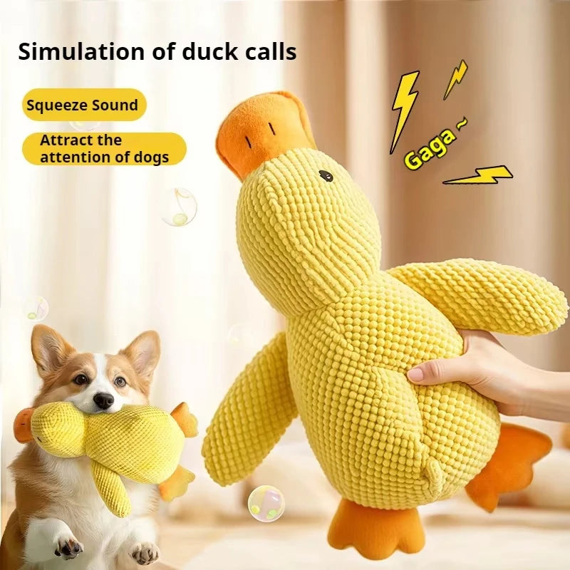 Plush Companion Sleeping Duck Dog Toys for Small Large Dogs Bite Resistant Teeth Grinding Sound Relief Duck Sound Toy 2025 New