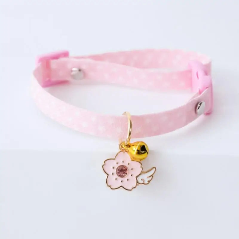 Collar Sakura Heart Fruit Cat Plaid Cat Collars Bell Cartoon Necklace Adjustable Collar for Cat Small Dog Pet Cat Accessories