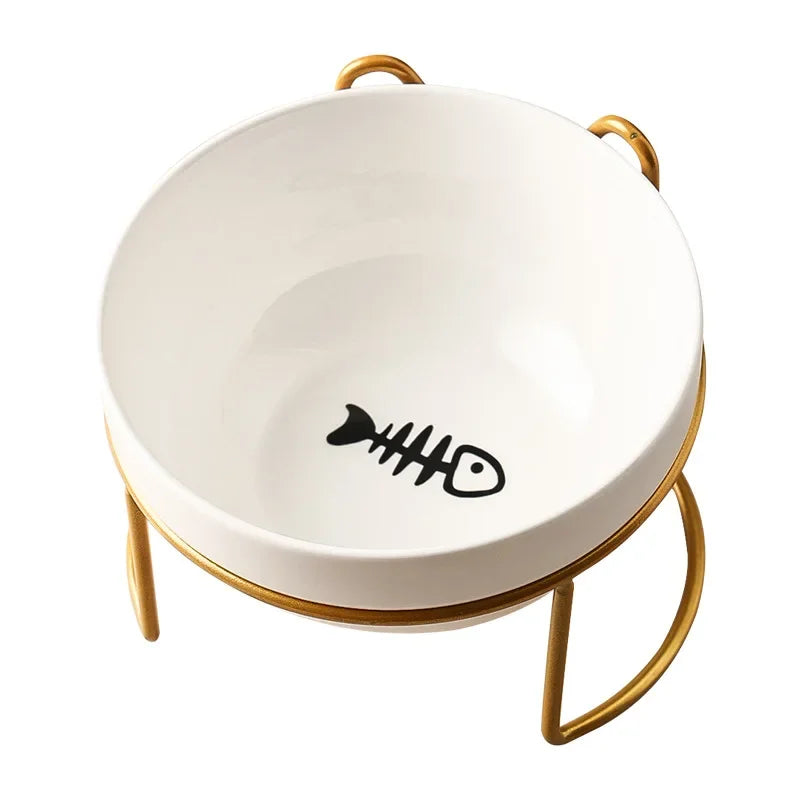 Ceramic Bowl Kitten Puppy Ceramic Bowl 500ML Pet Water Feeder Cat Food Feeding Dish Dispenser with Raised Stand Cat Accessories