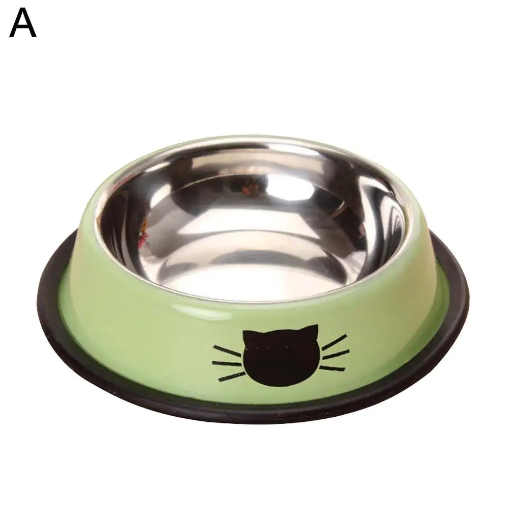 Cat Food Bowl Stainless Steel Kitten Cat Feeder Water Bowl With Non-Slip Rubber Base Small Pet Bowl Cat Accessories Pet Supplies