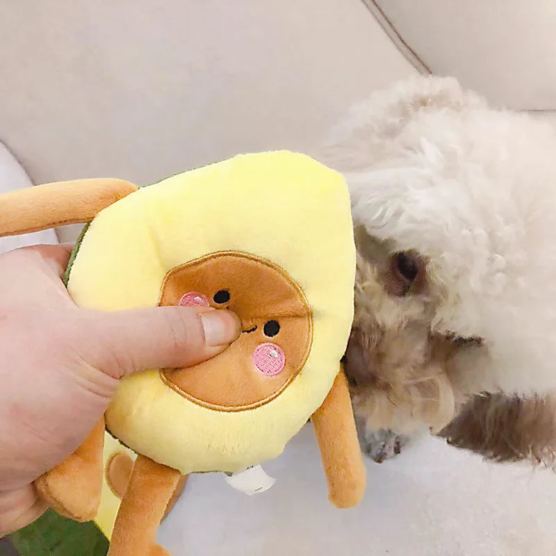 Pet Toys Sound Plush Toys Cute Plants Avocado Series Pet Molars Interactive Toys Cat and Dog Toys Bite Resistant